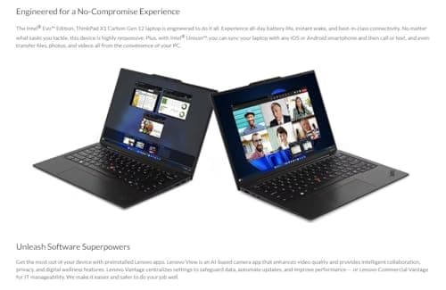 Lenovo Gen 12 ThinkPad X1 Carbon Laptop with Intel Ultra 7 165U vPro Processor, 14" WUXGA 100% sRGB Touchscreen, 32GB 6400MHz RAM, 1TB Gen4 Performance SSD, FHD+ IR+ RGB Camera, and Windows 11 Pro