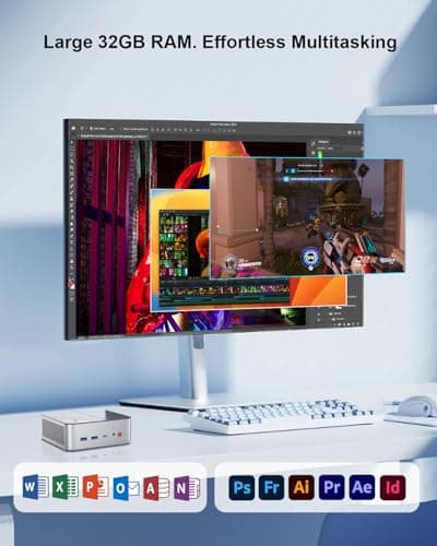 Gaming Mini PC, Intel i9-12900HK (14C/20T), 32GB RAM, 1TB SSD, Dual 2.5G LAN, Triple 8K UHD Display, WiFi 6E, BT5.2, HDMI/DP/Type-C, PS3 Emulator | Mini Desktop Computer for Business/Home