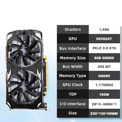 RX 560 XT 8GB GDDR5 Graphics Card,1792SP,128Bits, PC Gaming Video Card, Computer GPU, PCI Express x16 3.0 with Freeze Fan Stop for Desktop Computer Tarjeta Gráfica