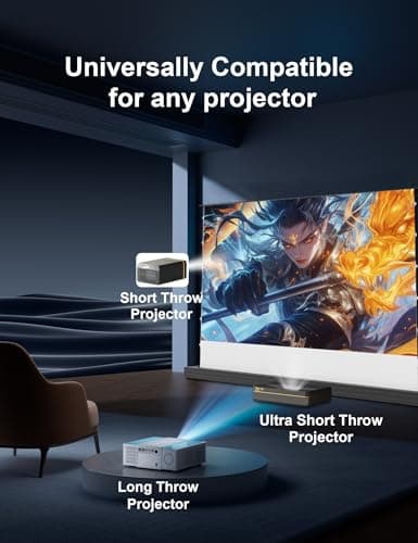 IN&VI 100" Motorized Floor Rising Projector Screen for UST Long/Standerd Throw Projector,Matte White Projector Screen Motorized for Home Theater,Movie Screen 4K/8K Ultra HD Active 3D