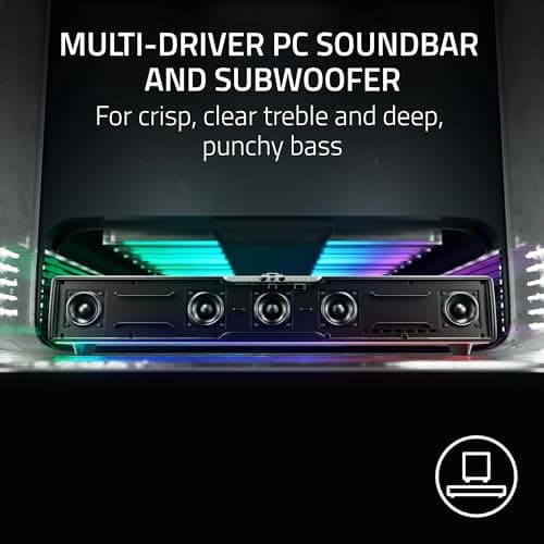 Razer Leviathan V2 Pro: Multi-Driver PC Gaming Soundbar with Subwoofer - Beamforming Surround Sound with AI Head Tracking - Chroma RGB - Bluetooth 5.0 & 3.5mm - for PC, Desktop/Laptop, Mobile, Switch