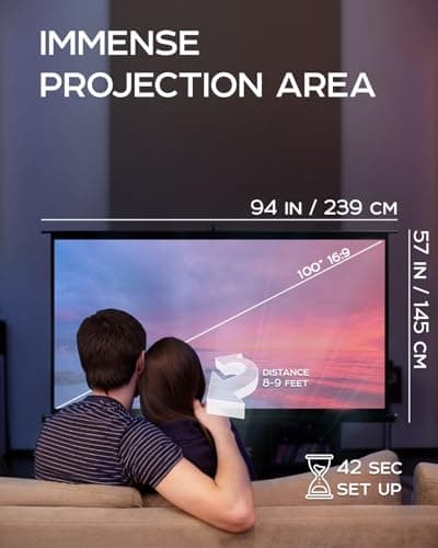100 Inch Indoor and Outdoor Projector Screen with Stand for Movies or Presentations - HD Premium 16:9 Folding Free Tripod Screen with Carry Bag and Straps, Matte