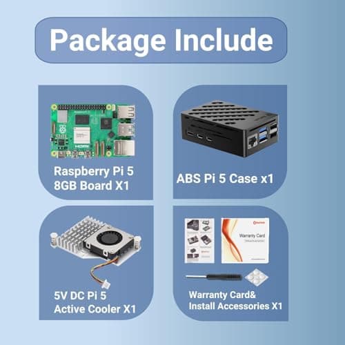 RasTech Raspberry Pi 5 Kit 8GB RAM with Pi 5 Case,Active Cooler,Screwdrive and Raspberry Pi 5 8GB Board Included