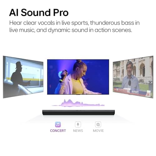 LG S40T 2.1 ch.Soundbar with Wireless Subwoofer, TV Synergy, Wow Interface, AI Sound Pro (2024 New Model)