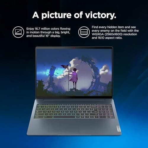Lenovo IdeaPad 5 Gaming Chromebook Intel 6-Core i3 up to 4.4Ghz 8GB Ram 128GB SSD Web Cam WiFi 16in 2.5K LCD RBG Keyboard Chrome OS (IDP3 – Renewed), Grey