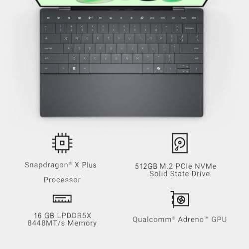 2025 Dell XPS 13 9345 Laptop, Copilot+ AI PC (13.4" FHD+ 120Hz, Snapdragon X Plus (> Intel i7-1355U), 16GB 8448MT/s RAM, 512GB SSD), Thin & Light, 27 Hours Battery Life, IR Webcam, Wi-Fi 7, Win 11 Pro