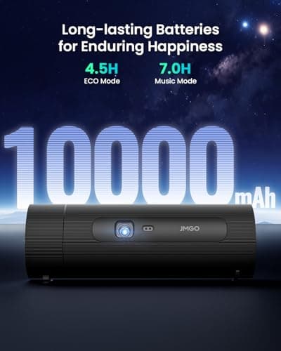 JMGO PicoFlix 2024 New Bottle Rotating Gimbal Projector, 4.5hrs Battery, Smart & Portable Outdoor Projector with Google TV, Licensed Netflix, 1080P FHD, 420 ISO Lumens, Auto Focus, HDR10, 10W Speakers