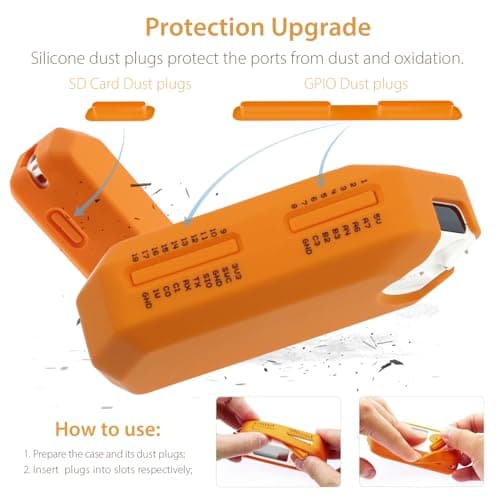 5 in 1 Protective Accessories Soft Silicone Case & EVA Carrying Case & 3 Pack of Screen Protect & SD Card Dust Plug & GPIO Dust Plug for Flipper Zero - Original Orange Set (Orange)