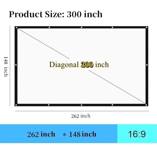 300 Inch Big Size Portable Outdoor Projector Screen, WRLSUN HD 16:9 Large Foldable Thick Canvas Material Home Theater Projection Movie Screen for Outdoor Camping/Office/School/Party/Sports Show