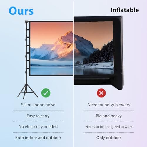 Outdoor Projector Screen with Stand 180 Inch: VOOPVOR Portable Projection Screen and Stand, Indoor Rear Front Movie Screen 16:9 4K HD, with Carry Bag,Support Height Adjustable for Home Theater Camping