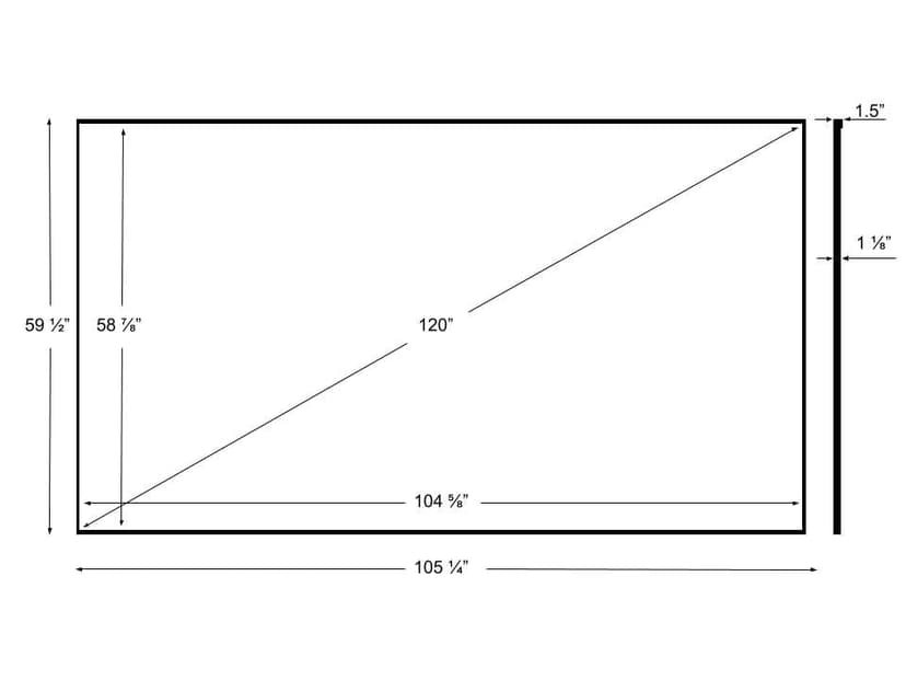 Silver Ticket Products S7 Series 6 Piece Thin Bezel Home Theater Fixed Frame 4K/8K Ultra HD, HDTV, HDR & Active 3D Projection Screen, 16:9 Format, 120" Diagonal, UST Flare Material S7-169120-FLARE