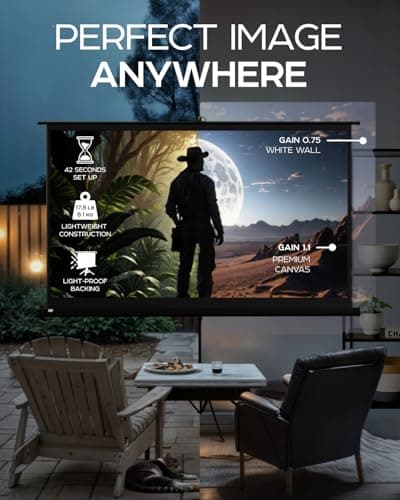 100 Inch Indoor and Outdoor Projector Screen with Stand for Movies or Presentations - HD Premium 16:9 Folding Free Tripod Screen with Carry Bag and Straps, Matte