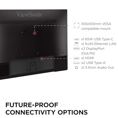 ViewSonic VP2468A_H2 24-Inch Dual Pack Head-Only IPS 1080p Monitor with Advanced Ergonomics, 100% sRGB REC 709, 14-bit 3D LUT, Eye Care, and 65W USB C, Daisy Chain
