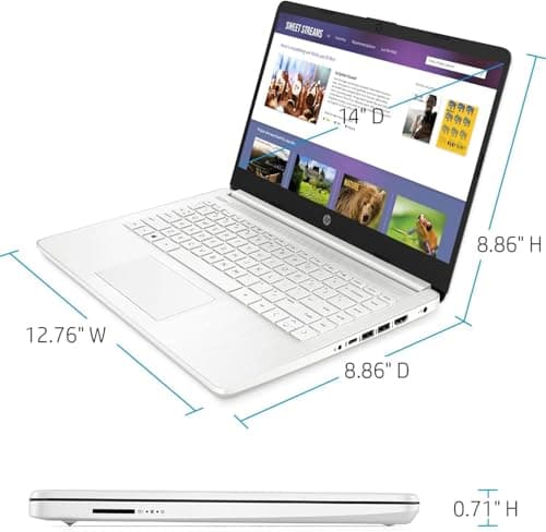 HP 14 Laptop • Back to School Limited Edition with Microsoft 365 • 4-Core Intel CPU • 8GB RAM •1600GB Storage (64GB OnBoard + 512GB P500 Portable SSD + 1TB OneDrive) • Snow White • Win 11