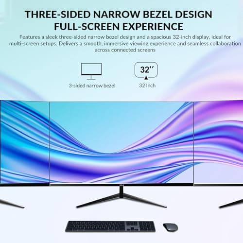32 Inch 4K UHD Monitor (3840x2160), IPS,60Hz Refresh Rate, 100% sRGB, AMD FreeSync, 178° Viewing Angle, HDMI/DisplayPort, VESA 100x100mm Mount Compatible, Tilt Adjustable - Black