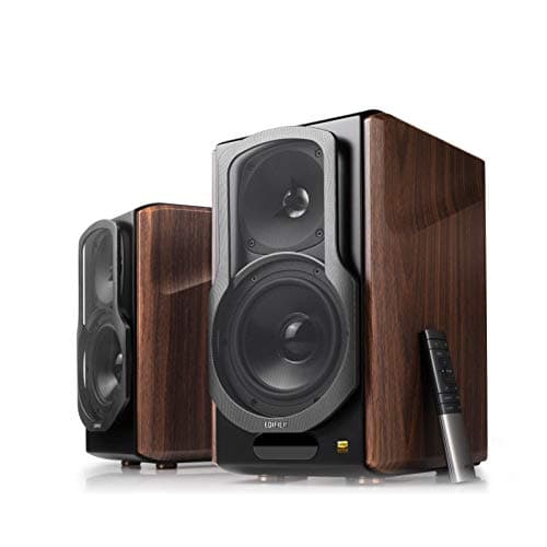 Edifier S2000MKIII Coaxial, Bluetooth, Optical and RCA Bookshelf 2 Speakers, Near-Field Active Tri-Amped 130w Studio Monitor for Audiophiles with Wireless, Line-in and Fiber-Optic Input Walnut