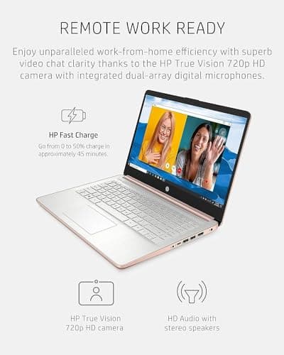 HP 14" HD Laptop | Back to School Limited Edition with 1 Year Microsoft 365 | Intel Quad-Core Processor | Long Battery Life | w/WOWPC Bundle | Windows 11 (Pink, 8GB RAM | 576GB Storage)
