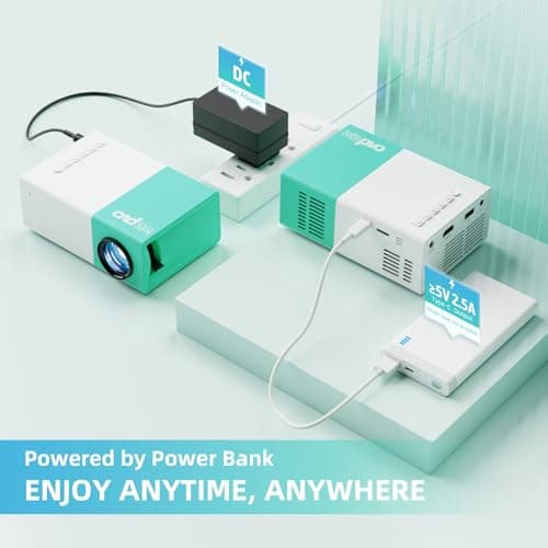 Projector Mini Portable Outdoor Movie Projectors, LED Pico Video Projector for Home Theater Film Projectors, Compatible with Smartphone/ Tablet/ Laptop/ TV Stick/ PS/ USB