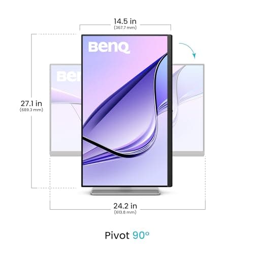 BenQ MA270U 27 inch 4K 3840x2160 Monitor for MacBook Pro/Air, Dual USB-C, 90W Power Delivery, Mac Color Match, USB Hub, Brightness & Volume Control on Mac, Adjustable Stand, P3 Color Gamut