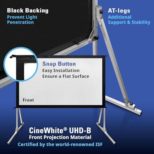 Elite Screens 120-INCH Projector Screen|Outdoor Indoor Movie Screens|16:9 Freestanding Portable Foldable ProjectionStand|Home Theater, OMS120H2