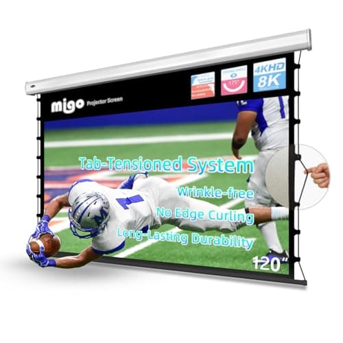 120inch Projector Screen with ambieht Light Electric Tab-tensioned Drop Down Cinema Screen,White Housing Ceiling and Wall