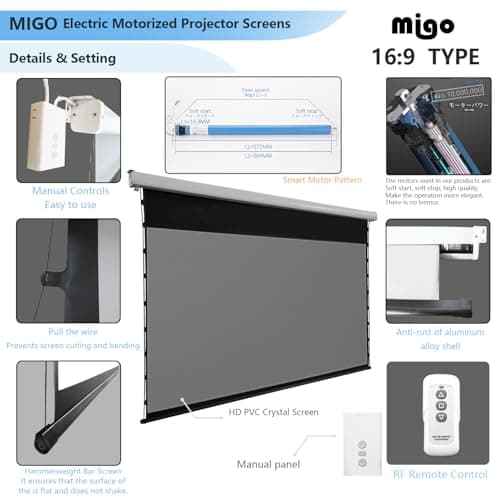 150 Inch Pull Down Projector Screen, Grey Crystal 2.0 Gain Partial Ambient Light 4K HD Tab-Tensioned Projector Screen Wall Mount Ceiling Mount for Short Throw Projector Movie Home Theater Cinema