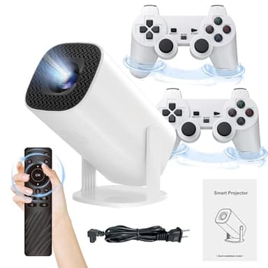 P30 max Projector and Game,1280*720P,Smart game projector built-in 35000 Games with 2 Wireless Controllers,Portable Mini Video Projector with 5G Wifi&Bluetooth, 4K,2.4G Receiver,Home,Office (128G)