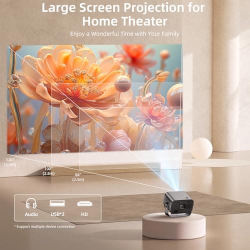 Smart Projector with WIFI and Bluetooth, 800ANSI Native 1080P Portable Projector Built-in Apps, Auto Keystone & Electric Focus Movie Projector for Home Theater, Compatible with IOS/Android/HDMI/USB