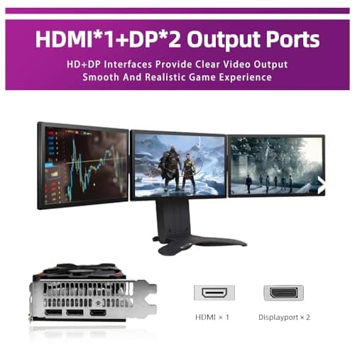 AISURIX RX 580 Graphics Card, 2048SP, Real 8GB, GDDR5, 256 Bit, Pc Gaming Video Card, 2XDP, HDMI, PCI Express 3.0 with Freeze Fan Stop for Desktop Computer Gaming Gpu