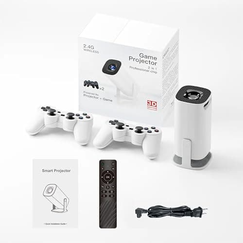 P30 max Projector and Game,1280*720P,Smart game projector built-in 35000 Games with 2 Wireless Controllers,Portable Mini Video Projector with 5G Wifi&Bluetooth, 4K,2.4G Receiver,Home,Office (128G)