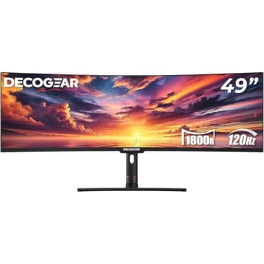 Deco Gear 49" Curved Ultrawide 5K Gaming Monitor, 32:9, 120 Hz, 101% NTSC 100% sRGB, Adjustable, Home Office and Entertainment Workstation
