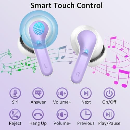 Wireless Earbuds, 2025 Bluetooth 5.4 Headphones NEW Ear Buds 40H Bass Stereo in-Ear Earphones ENC Noise Cancelling Earbuds with 4 HD Mic, USB-C LED Display IP7 Waterproof Sport Headset for Android iOS