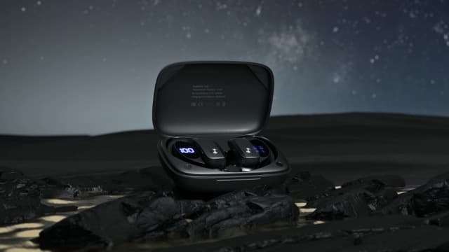 bmani Wireless Earbuds Bluetooth Headphones 48hrs Play Back Sport Earphones with LED Display Over-Ear Buds with Earhooks Built-in Mic Headset for Workout Black