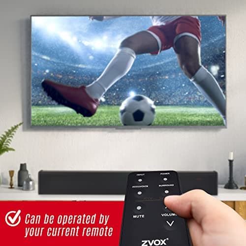 ZVOX SB500 Soundbar for TV, Home Speaker Bar Works with 50" to 90" TVs, Soundbar with Subwoofer Built-in, 6 Modes AccuVoice Dialogue Boost, Multi-Zone Audio and Hearing Technology