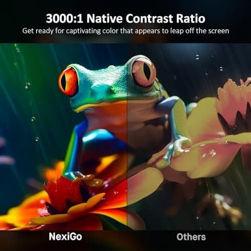 NexiGo Aurora Pro, Ultra Short Throw 4K Tri-Color Laser Projector, 2400 Lumens, Screen Adoption, Dynamic Laser Dimming, Dolby Vision & Atoms, HDR10, HLG, Active 3D, 60W Speakers, UST Laser TV