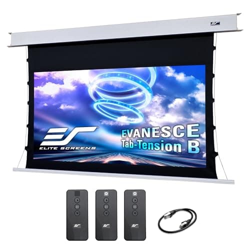 Elite Screens Evanesce Tab-Tension B, 120-inch 16:9, 4K / 8K HD, Recessed in-Ceiling Electric Tab Tensioned Projector Screen, Matte White Projection Screen Surface Programmed Remote Kit, ETB120HW3-E8