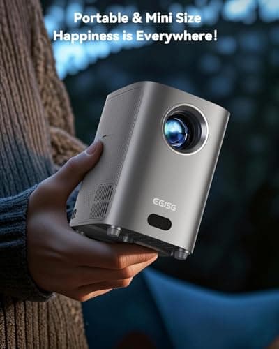 [One-Button Focus] Mini Projector with 5G WiFi and Bluetooth, 4K Outdoor Smart Projector with Carry Bag, Portable Movie Projector with Zoom, Home Theater Projector for Phone/TV Stick/PC