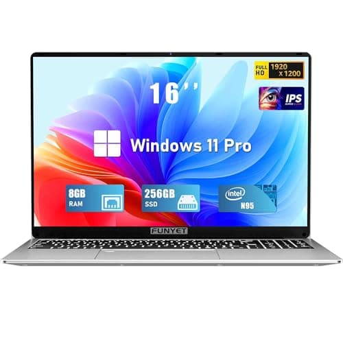 16 Inch Gaming Laptop, Laptop Computer 2025 Windows 11 Pro, 8GB RAM 256GB SSD, Intel 12th Gen N95 Processor(up to 3.4GHz), Backlit Keyboard, Fingerprint Unlock, FHD 1920 * 1200