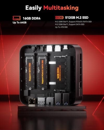 KAMRUI Mini Gaming PC, E3B 16GB RAM 512GB SSD Mini PC AMD Ryzen 5 7430U Micro Desktop Computers (Max 4.3GHz,6C/12T, Beat 5650U), Small Computer Support WiFi 6, BT5.2, Triple Display for Office Home