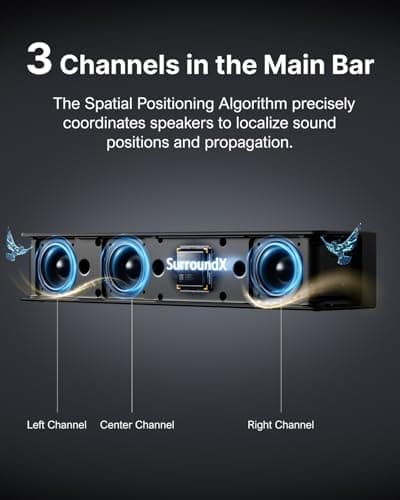 ULTIMEA 7.1Ch Soundbar with Dolby Atmos, APP Control, Surround Sound System for TV, 4 Wired Surround Speakers, Sound Bar for TV with 6.5" Wireless Subwoofer, Soundbar for TV, Poseidon D80 Upgraded