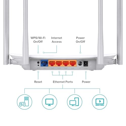 TP-Link AC1200 WiFi Router (Archer A54) - Dual Band Wireless Internet Router, 4 x 10/100 Mbps Fast Ethernet Ports, Supports Guest WiFi, Access Point Mode, IPv6 and Parental Controls