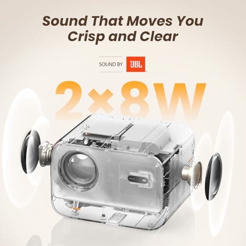 [Sound by JBL & 700ANSI] Yaber 1080P Projector with WiFi 6 and Bluetooth, [Seamless Autofocus] Portable Outdoor Movie Projector, Home Theater Projector for iPhone/TV Stick/HDMI/USB/Laptop/PS5-White