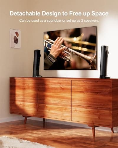ULTIMEA 2.2ch Sound Bar for Smart TV, Peak Power 100W, 2-in-1 Detachable Sound Bar for TV, App, Bluetooth 5.3 TV Soundbar, 3 EQ Modes, BassMX Technology, HDMI-ARC/Opt/AUX, Apollo S40, 2025 Upgraded