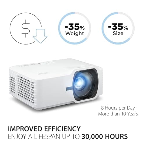 ViewSonic LS740W 5000 Lumens WXGA Laser Projector with 1.3x Optical Zoom, H/V Keystrone, 360 Degrees Projection for Auditorium, Conference Room, and Education