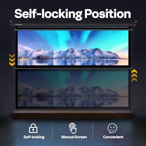 VIVOHOME Projector Screen Pull Down, 16:9 100 Inch Retractable Projection Screen, HD 4K Manual Pull Movie Screen for Home Theater, Cinema, Office (87x49 Inch Black)