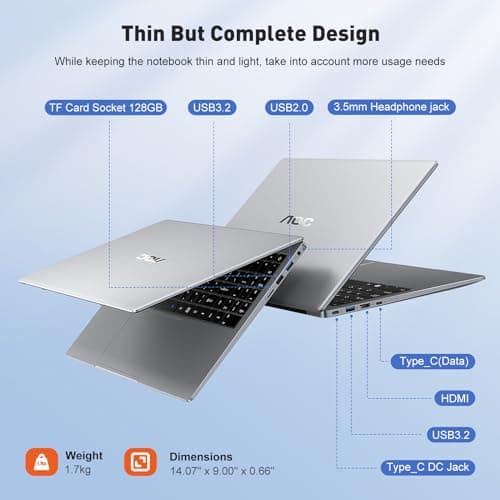 AOC 2025 AX15 Laptop Computer, 15.6-inch FHD Screen, Work Laptops with N97 Processor(Up to 3.6GHz) 16GB RAM, 512GB SSD, Windows 11 Laptop Computer, Light&Thin, Metal Shell, Webcam, Type-C, USB3.2