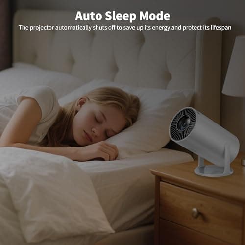 Mini Projector, 270° Rotation, Portable Projector 4K Support, Full HD 1080P Outdoor Movie Projector, Wired Screen Synchronize Max 200" Display, Compatible with Smartphone/TV Stick/Laptop/PS5/HDMI/USB