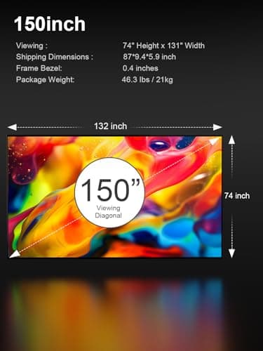 AWOL VISION 150-inch Projector Screen Fixed Frame, 1.3 dB Peak Gain, The Perfect Combo with LTV-2500, 80% Picture Quality Improved, 4K / 8K Ultra HD, Active 3D Wall Mount Projector Screen, MW-150
