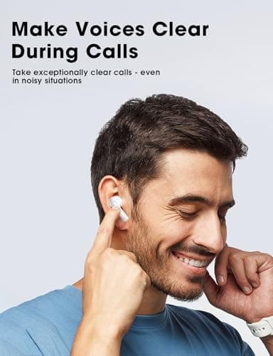 ZZU Wireless Earbuds, 2025 Ear Buds with Big Bass Stereo Sound, Lightweight Bluetooth Headphones with 48 Hours Playtime, in-Ear Fit Earphones, IPX7, Hands-Free Calls with AI for iPhone, Android, Pad