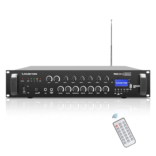 Sound Town Commercial Restaurant Audio Set, with One 6-Zone 70V/100V Amplifier with Bluetooth, 12 x Two-Way 6.5-Inch in-Ceiling Speakers, Two Dual 8-Inch Subwoofers (P18X12C6N2S28)